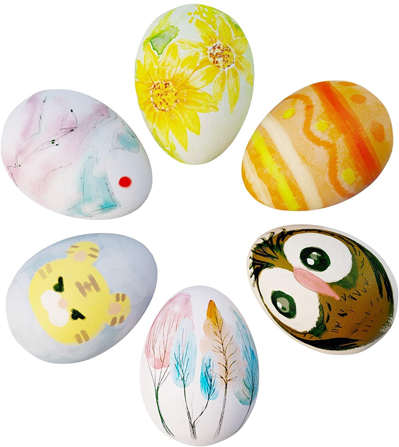 Dan&Darci Easter Egg Squishy Painting Kit - Arts and Crafts for Girls and Boys - Kids Art Activities - Craft Gift for Kids Ages 4-10 year old Girls - Decorate 6 Slow Rising White Squishies with Paint