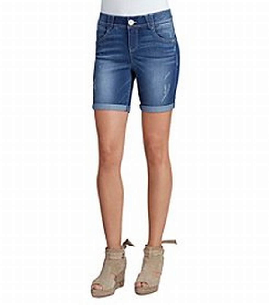 Democracy Democracy NEW Blue Womens Size 2 Distressed Bermuda Cuffed