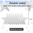 thumbnail image 2 of Triani 80Pcs Glitter Stars Cutouts Paper Confetti for Bulletin Board 6 Inch Glitter Double Printed Paper Cardboard Stars Decorations for Wall Party Decoration (Silver), 2 of 7