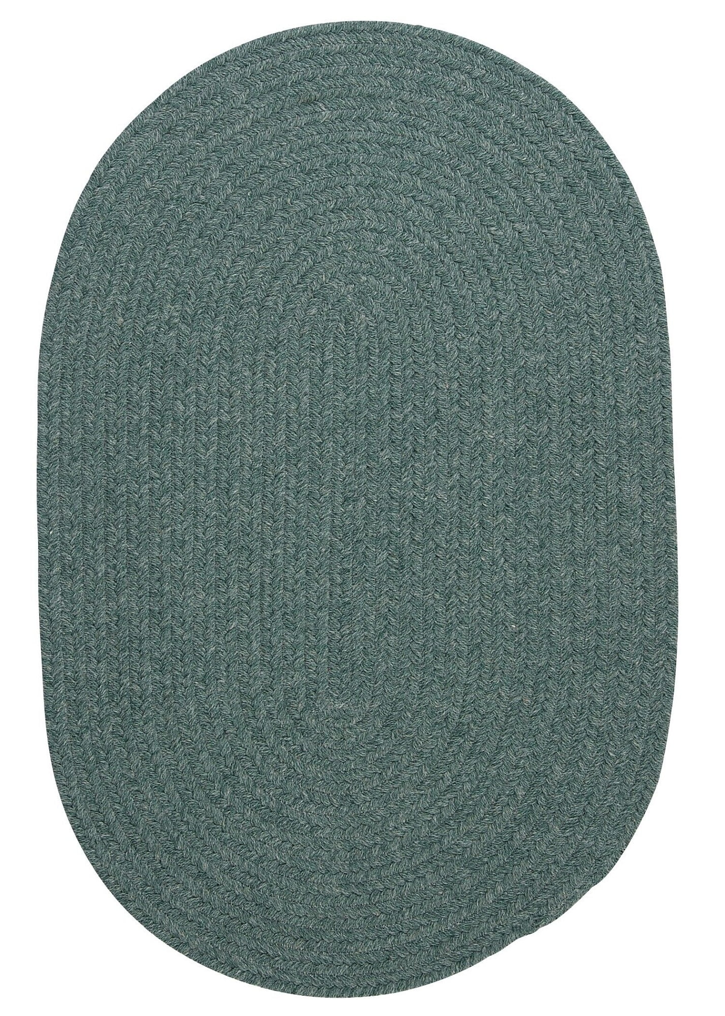 7' x 9' Teal Green Oval Braided Area Throw Rug