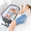 3 in 1 Baby Bassinet Bedside Sleeper Rocking Cradle for Baby Easy Folding Portable Crib with 10 Adjustable Height Mattress Included