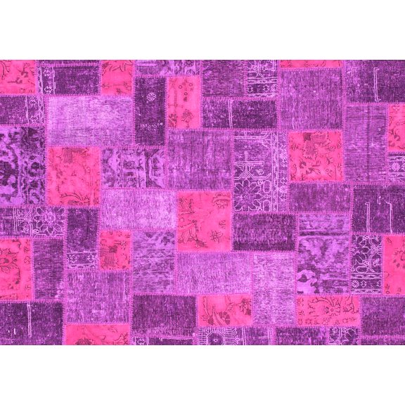 Ahgly Company Indoor Rectangle Patchwork Pink Transitional Area Rugs, 5' x 8'