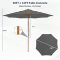 thumbnail image 3 of Gymax 10FT Wooden Market Table Umbrella Pulley Sunshade Canopy w/8 Bamboo Ribs Gray, 3 of 9