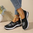 thumbnail image 2 of Rokment Womens Butterfly Embroidered Ortho Walking Shoes Ethnic Retro Casual Knit Comfortable Arch Support Platform Wedge Slip on Driving Nursing Loafers Tennis Non Slip Work Sneakers Black Size 6, 2 of 8