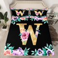 thumbnail image 2 of Erosebridal Initial W Letter Bed Sheets Set Full Size, Princess Rose Bed Sheets Full, Gold Monogrammed Full Sheet Sets, Breathable Room Decorative, 4pcs, 2 of 7