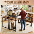 thumbnail image 4 of 63" Computer Desk, Modern Office, Study & Gaming Desk with Storage, Large Legroom, Sturdy Metal Frame, 4 of 8