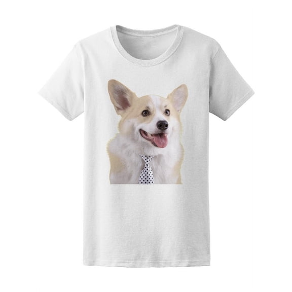 Welsh Corgi Pembroke With Tie T-Shirt Women -Image by Shutterstock, Female XX-Large
