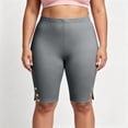 thumbnail image 6 of AKOEE Women's Plus Size Leggings Shorts with Side Buttons High Waist Stretchy Soft Workout Biker Yoga Shorts (5XL, Gray), 6 of 8