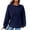 Navy, variant on Women's Waffle Knit Raglan Sleeve Round Neck Long Sleeve No Hood Sweatshirt with Pocket, Fashion Casual Pullover Top for Daily Wear, Casual Activities, Festival and Work Outfits Grey L
