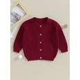 thumbnail image 2 of Wassery Baby Girls Knitted Cardigan Sweater 3M 6M 12M 18M Toddler Girls Long Sleeve Button Closure Knitted Tops Casual Warm Autumn Winter Clothes for Infant Girls, 2 of 8