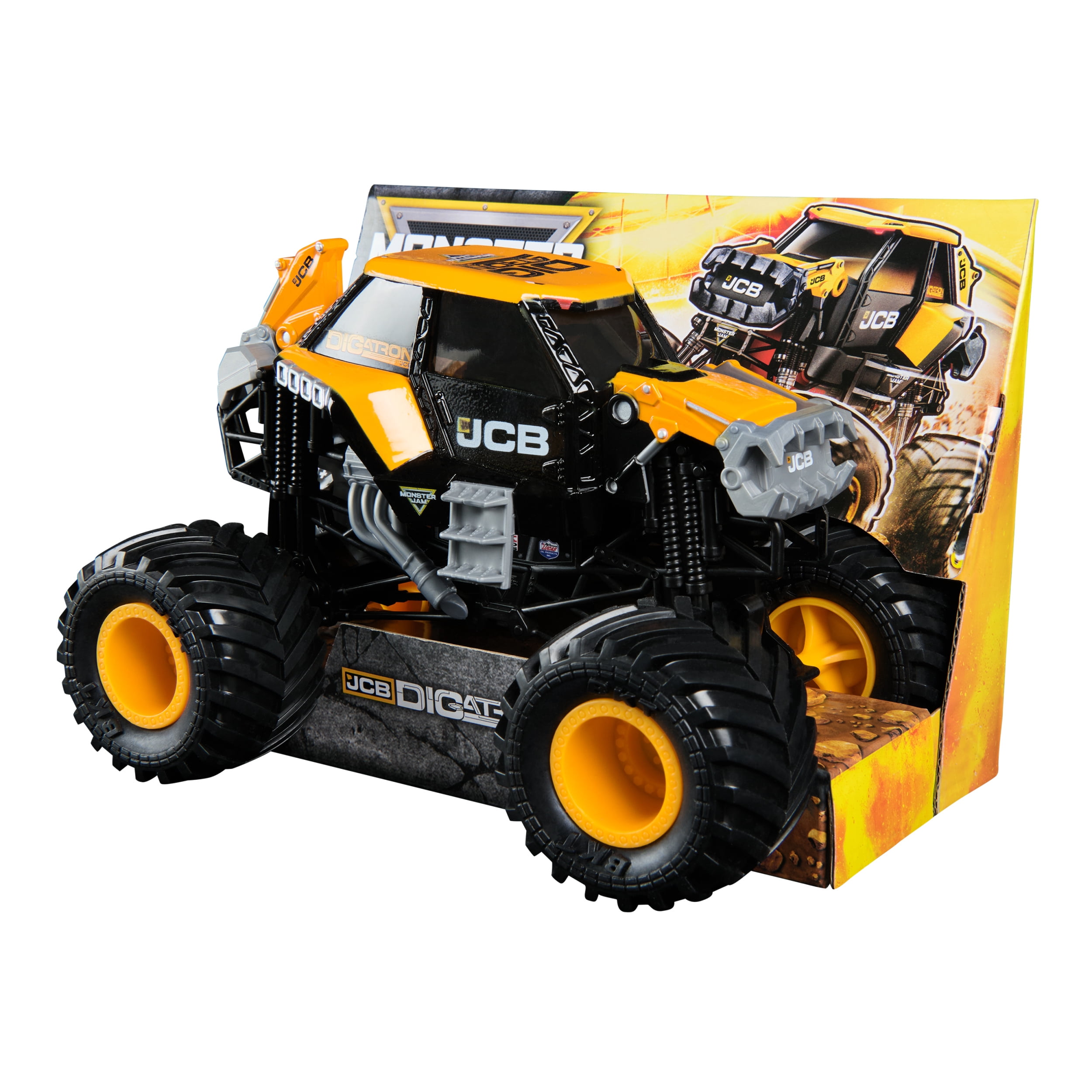 Monster Jam, Official JCB DIGatron Monster Truck, Collector Die-Cast Vehicle, 1:24 Scale, Kids Toys for Boys and Girls Ages 3 and up