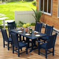thumbnail image 6 of WestinTrends Malibu Outdoor Dining Table for 6, All Weather Poly Lumber Adirondack 71" Trestle Long Dining Table with Umbrella Hole, Navy Blue, 6 of 7