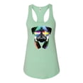 thumbnail image 2 of Wild Bobby, Colorful Pug DJ, Pop Culture, Women Racerback Tank Top, Mint, Large, 2 of 4