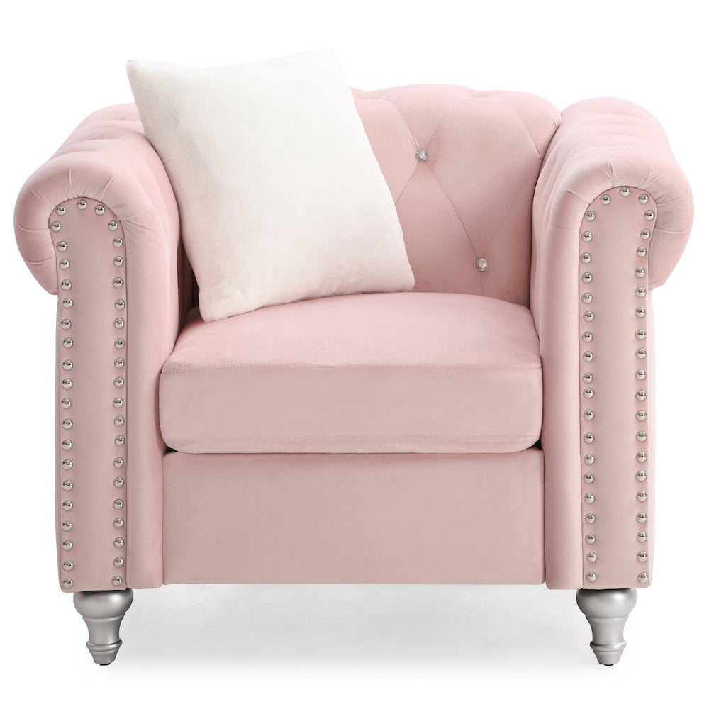 Glory Furniture Raisa Accent Chair in Pink Color
