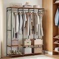 thumbnail image 4 of LEDREM Heavy Duty Garment Rack , Iron and Wood Closet Organizer with Hanging Rods & Shelves , Freestanding Storage for Bedroom , 70.9 Inch ,Rustic Brown, 4 of 6