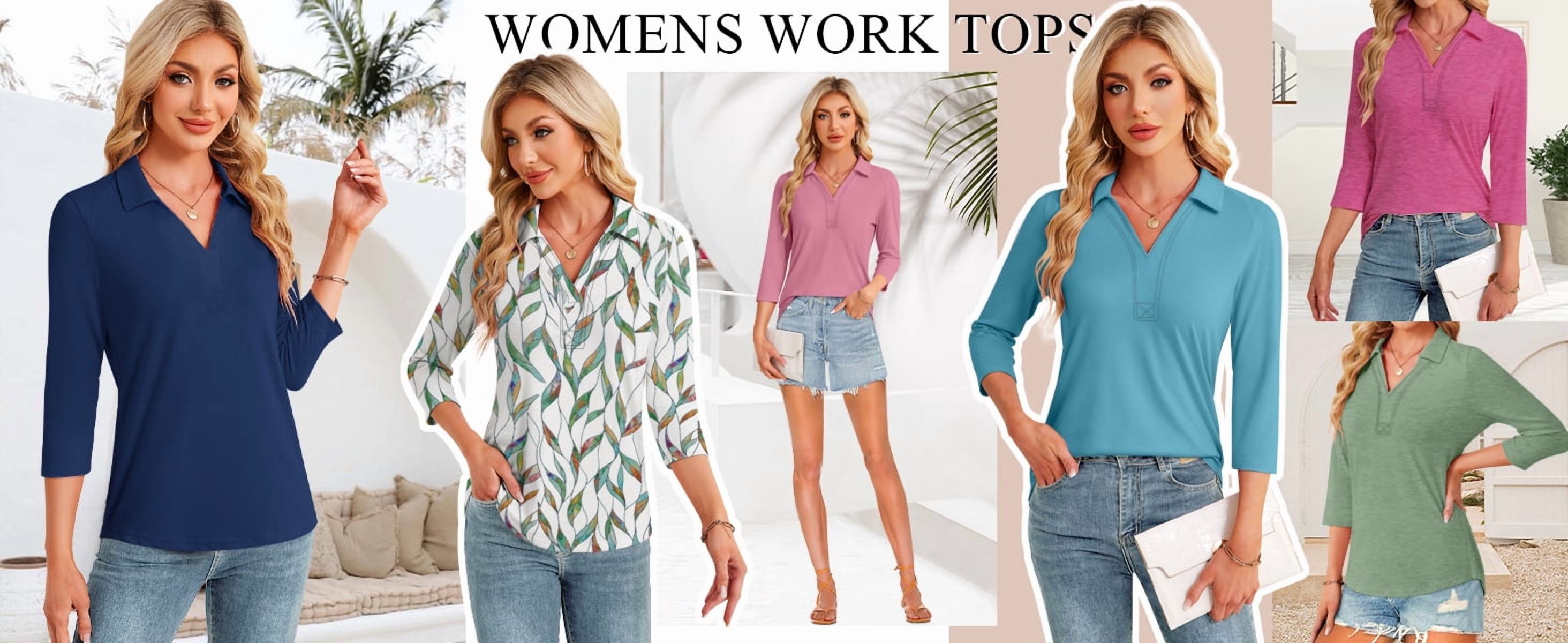 Fantaslook Women's V-Neck Polo Blouse with 3/4 Sleeves photo 8
