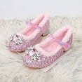 thumbnail image 2 of HWeei Children Warm Thick Heeled Shoes With Soles Fashionable Princess Casual Flat Shoes With Diamonds Sizes 9, 2 of 4