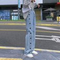 thumbnail image 2 of Mepaouo Womens High Waisted Jeans Straight Leg Stretch Boyfriend Bootcut Casual Denim Pants(Blue,2XL), 2 of 5