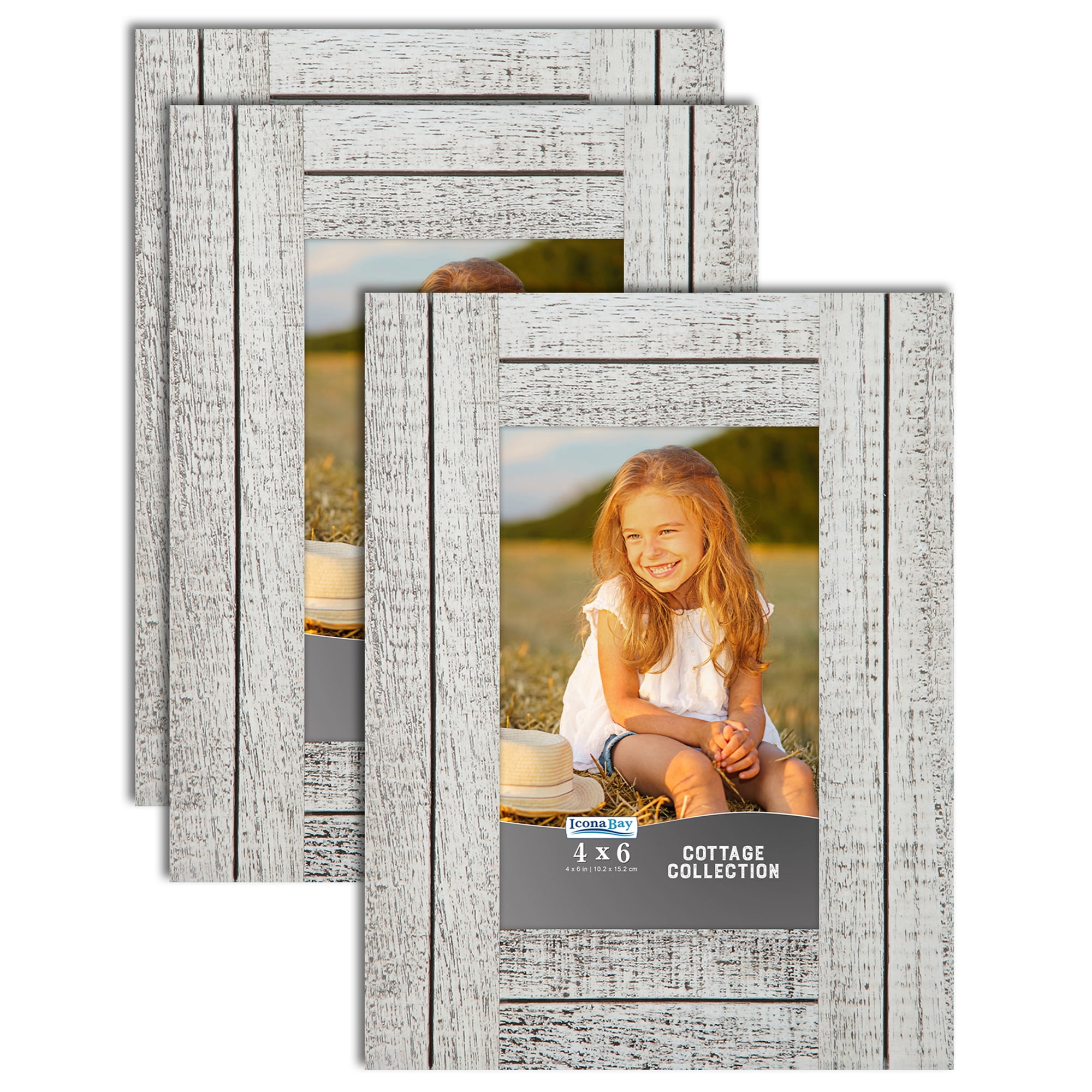 Icona Bay 4x6 Birch White Picture Frame Farmhouse Style 3 Pack Cottage Collection Us Company Walmart Com Walmart Com