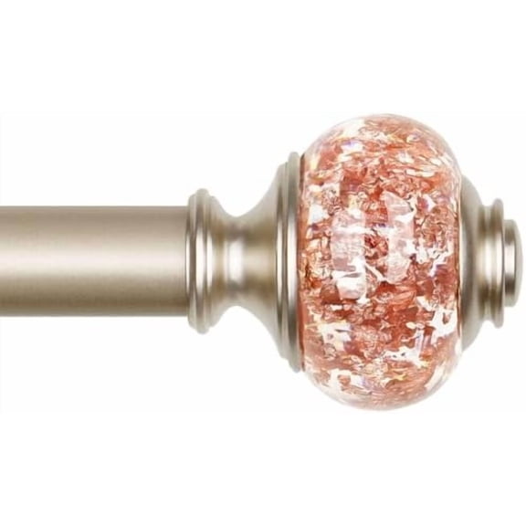 Curtain Rods for Windows 48 to 84 Inch,  7/8 Inch Rose Gold Curtain Rod 32 to 86 Inch, Telescoping Splicing Drapery Rods with Decorative Translucent Finials