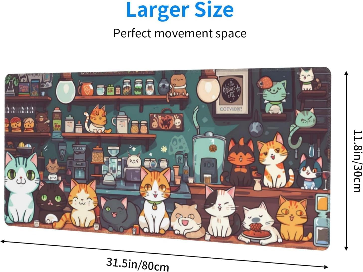 Mouse Pad, Large Japanese Desk Mat, XL Anime Gaming Keyboard Mat, Non-Slip Rubber Base, Big Extended Desk Protector for Home Office, 31.5”x11.8”