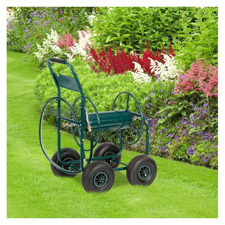  Garden Hose Reel Cart Outdoor Lawn Water Truck 4-Wheel