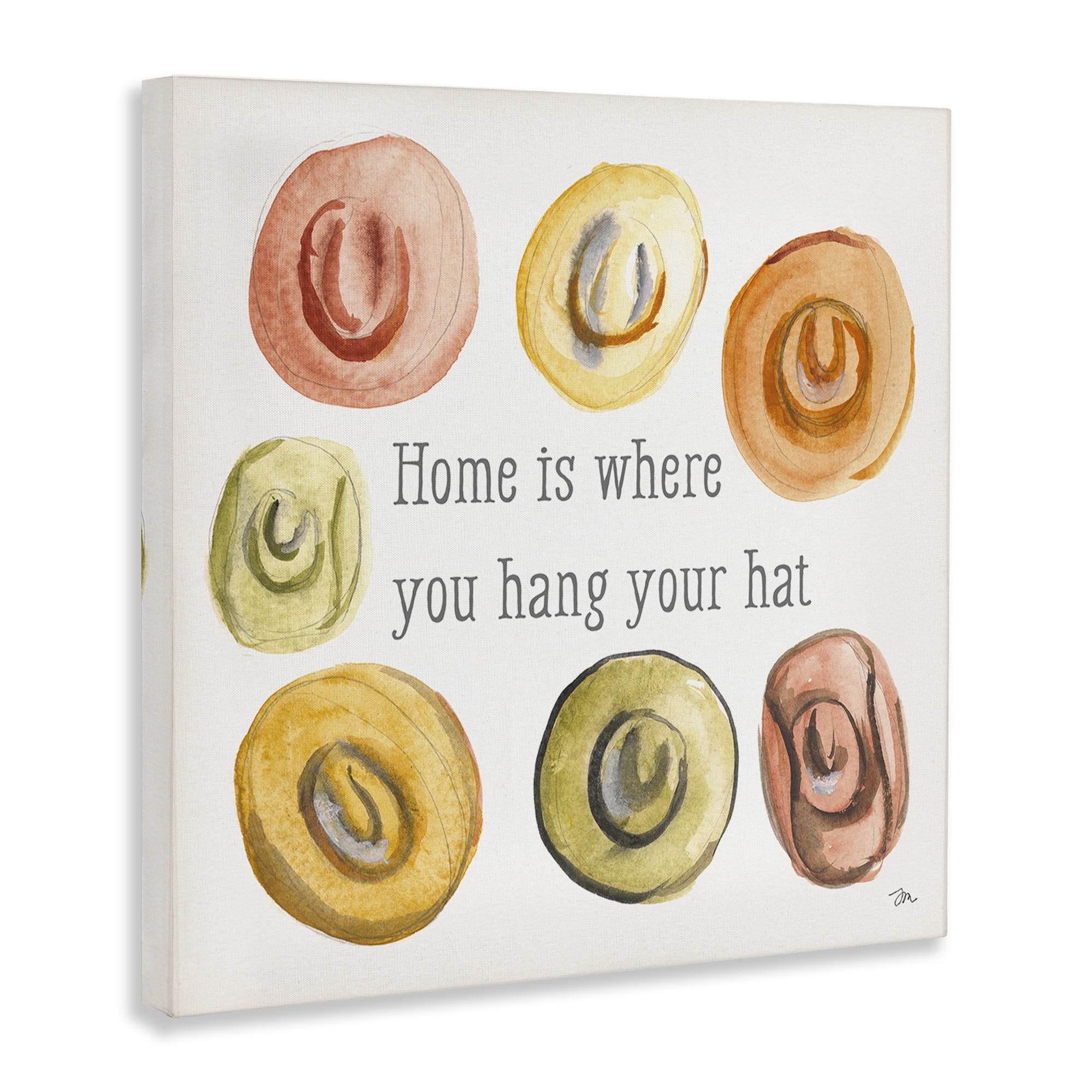 Stupell Industries Hang Your Hat Phrase Typography Painting Gallery Wrapped Canvas Art Print Wall Art, 17 x 17