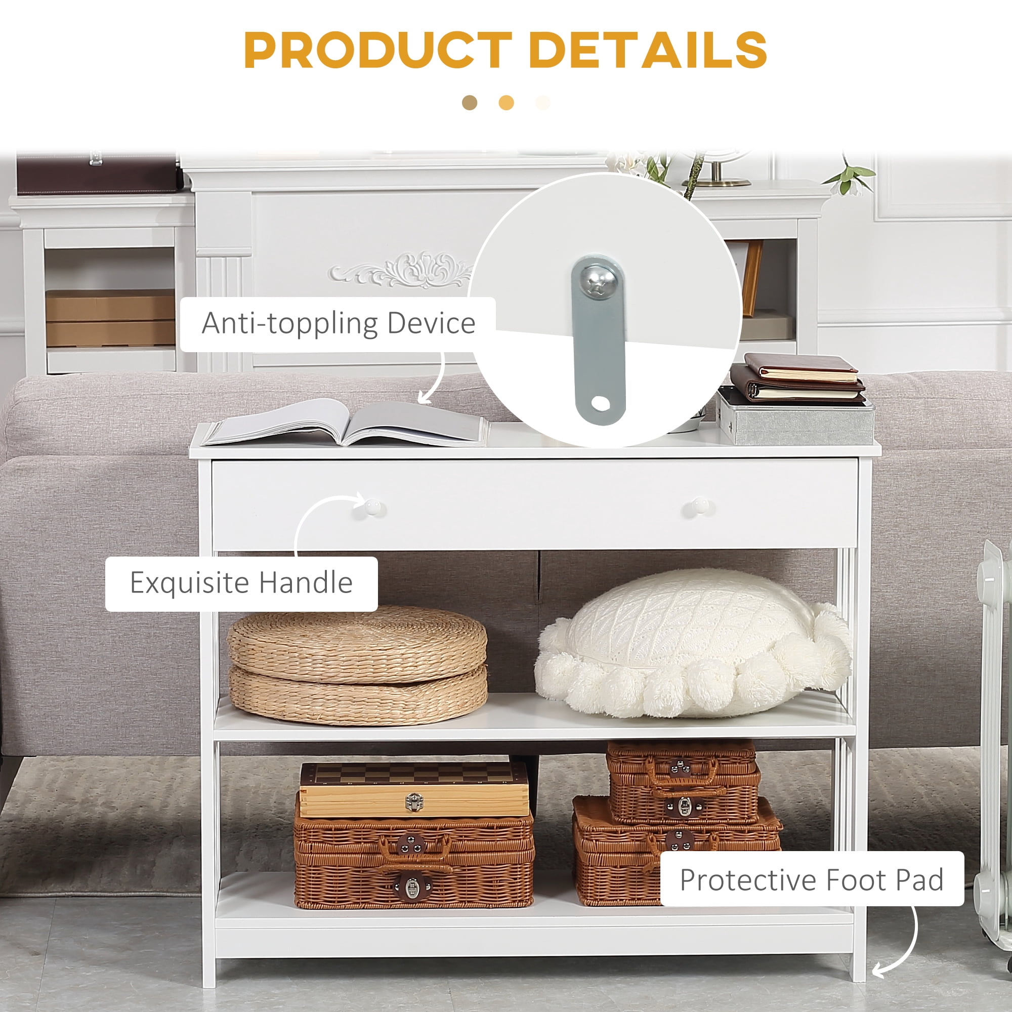HOMCOM Console Table Hallway Desk w/Storage Shelf, X