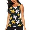 thumbnail image 2 of Picia Lilies Flowers Pattern Women's Workout Tank Top,Breathable Activewear,Slim Fit Athletic Top,Versatile Workout Moisture-wicking top-Small, 2 of 9