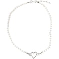 thumbnail image 2 of Collar de perlas, collar de corazón de amor, gargantilla, cadena de clavícula para mujeres y niñas, 2 of 6