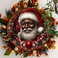 thumbnail image 1 of 20cm x 20cm*1cm Charming Black Santa Wreath Sign - Rustic Wooden Wall Decor with Humorous & Festive Design for Home, CafShatterproof Christmas Tree Decorations Ornaments Bulk, 1 of 6