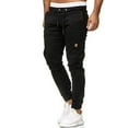thumbnail image 2 of facefd Cotton Men Trousers Solid Color Replacement Stylish Washable Easy Matching Middle Waist Home Long Pant Clothes Black L, 2 of 7