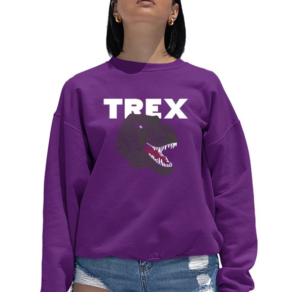 Women's Word Art Crewneck Sweatshirt - T-Rex Head