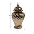 thumbnail image 4 of Elegant Ceramic Temple Jar with Lid for Home Decor - Sculptural Flower Vase for Living Room, Bedroom, or House Display - Table Decor for Dining Room or Kitchen Counter - 20", Gold & Metallic, 4 of 13