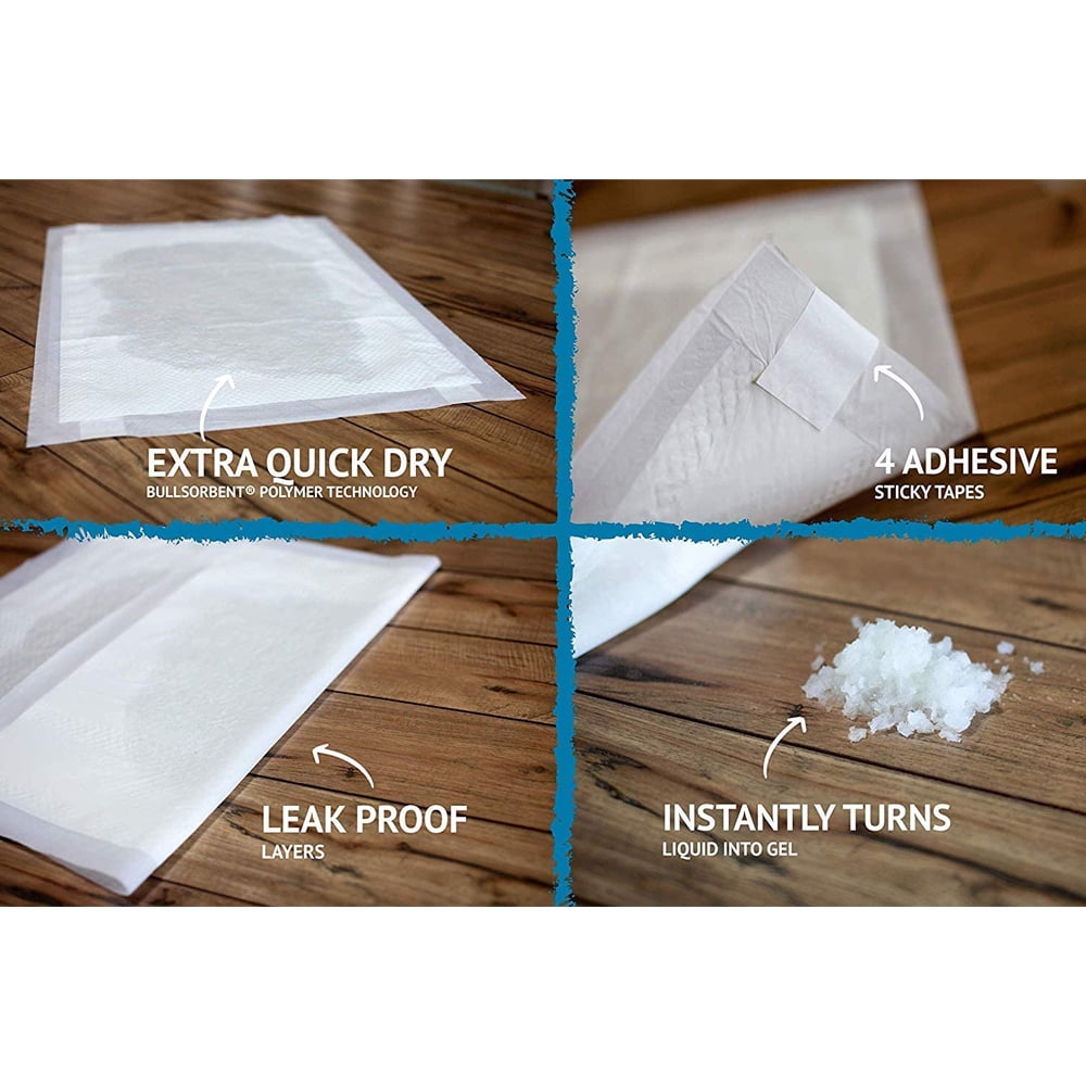 Bulldogology XL Puppy Pee Pads with Adhesive Tape, 24x35 Inches, 6 Layers, Quick-Dry Polymer, 40-Count