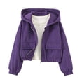 thumbnail image 3 of Curuila Toddler Child Girls Coat With Zipper Long Sleeve Solid Color Hooded Jacket For Girls Everyday Wear Soft Outerwear Size 8-9 Years, 3 of 7