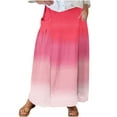 thumbnail image 3 of Sentmoon Flowy Skirts for Women Plus Size High Waist Boho Skirt for Women with Pockets Flowy Pleated Beach Gradient Color Loose Breathable Long Skirt Fashion Winter for Lounge at Home Red L, 3 of 6