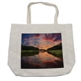 thumbnail image 1 of Americana Shopping Bag, Forest Park in Ukraine Scenic Panorama with Water Reflection Picture Print, Eco-Friendly Reusable Bag for Groceries Beach and More, 15.5" X 14.5", Cream, by Ambesonne, 1 of 2