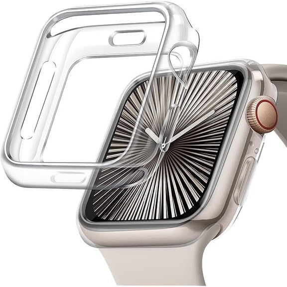 lulufa 41mm Soft Flexible TPU Case Compatible for Apple Watch Series 9/8/7 Touchable Screen Lightweight Anti-Scratch All-Around Protector Thin Guard Shockproof Cover Shiny Bumper for iWatch, Clear