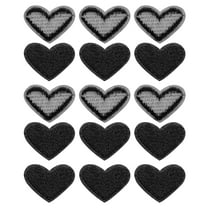 Uxcell Heart Shaped Patches Rose Pink Embroidered Sew on Love Applique Patches 15 Pack Black