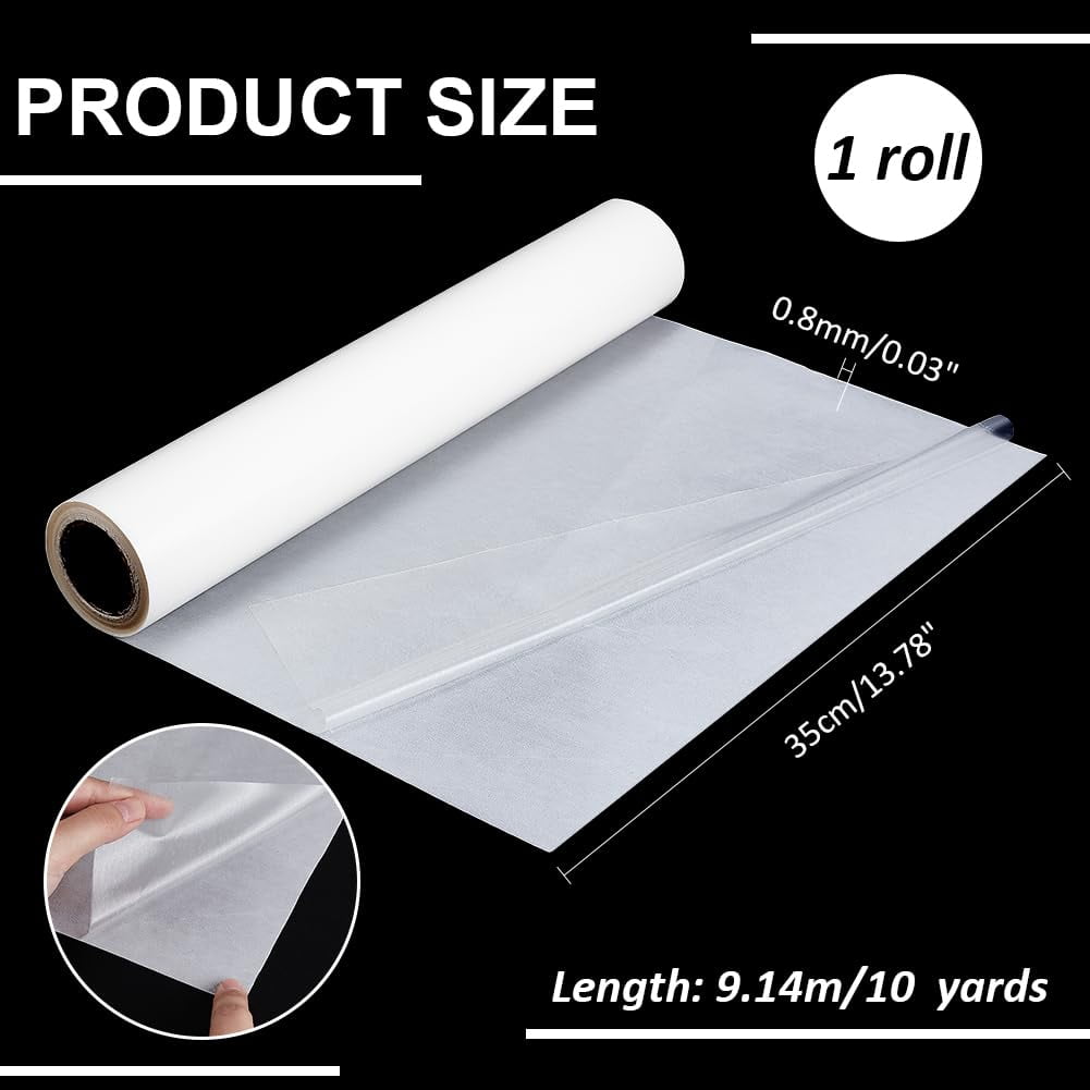 PH Double Sided Iron On Adhesive Film 13.7 inchx10 Yards Double-Sided Patch Heat Melt Fabric Press-on Adhesive Sheets Permanent Fusible Adhesive for DIY Craft Sewing Supplies for DIY