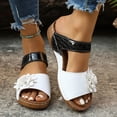 thumbnail image 6 of Xfvqtps Womens Flower Slide Sandals Low Wedge Heel Open Toe Color Block Slippers for Beach and Summer Outfits, 6 of 9