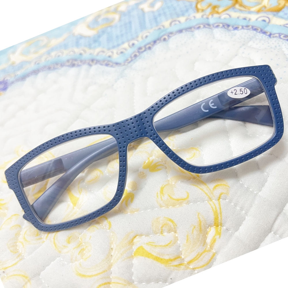 3 Pairs of Mens Thick Rectangular Blue Reading Glasses 3.5 Anti-blue Light Readers Women Plastic Spring Hinge Presbyopic Glasses +3.50