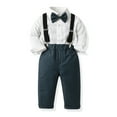 thumbnail image 4 of Toddler Boys Outfits Long Sleeve Shirt Tops Pants With Tie Child Kids Gentleman Party Dress Sets Clothes for Boys Size 3-4T, 4 of 6