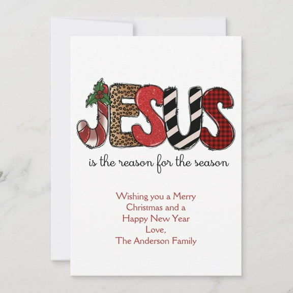 Christmas Card - "Jesus is the Reason for the Season" Holiday Greeting Card - Festive Design with Envelope - Perfect for Family and Friends Holiday Wishes