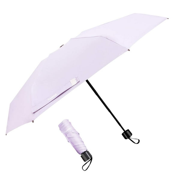 Tradmall Mini Travel Umbrella Portable Lightweight Compact Parasol With 95% Uv Protection For Sun & Rain Purple