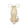 thumbnail image 3 of BLISSFUL STEP Women's Shoes Stiletto Heels Rhinestone Ankle Tie Open Toe Faux Suede Party Sandals Beige 6, 3 of 8