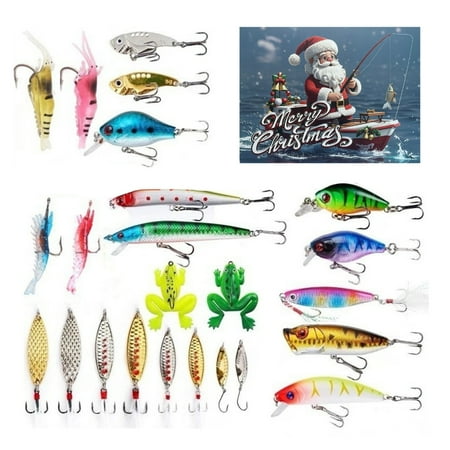 ZYHARUKO 24Pcs Fishing Baits Christmas Calendar Wobbler Fishing Lure Artificial Hard Baits Swimbait Crankbaits Fishing Accessory