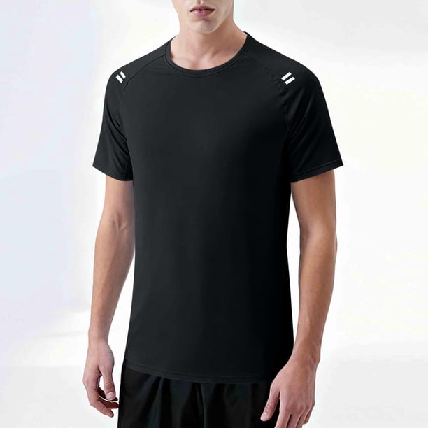 Ceisia Men's Slim Fit Short Sleeve Crew Neck Tee Solid Color Reflective Performance Sports Top Black XL Gifts