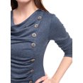 thumbnail image 7 of Allegra K Women's Cowl Neck Buttons Decor Long Sleeves Ruched Blouse, 7 of 7